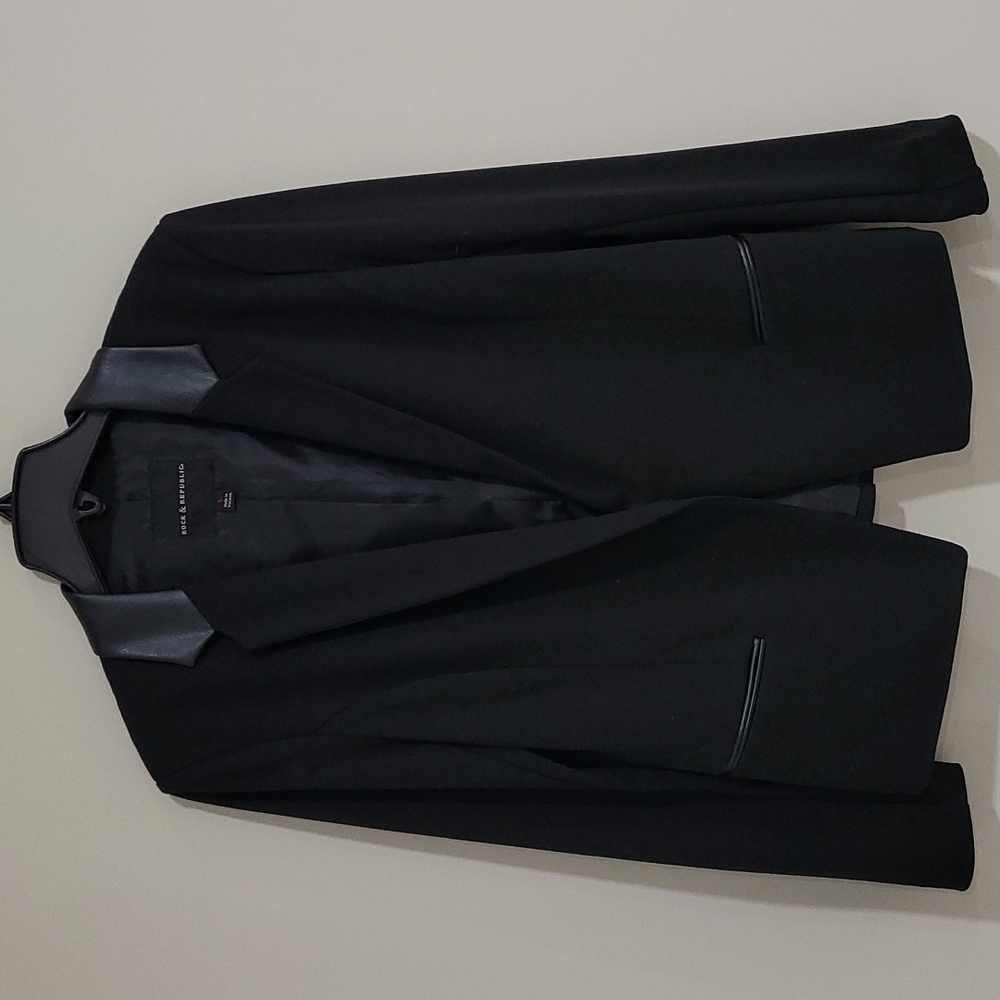 Rock & republic Faux Leather Crystal Angel black Jacket